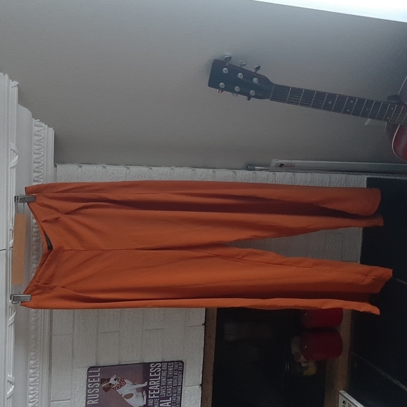 Women's Haoduoyi Orange Wide Leg High Waist Pants Trousers Size M - Picture 2 of 11